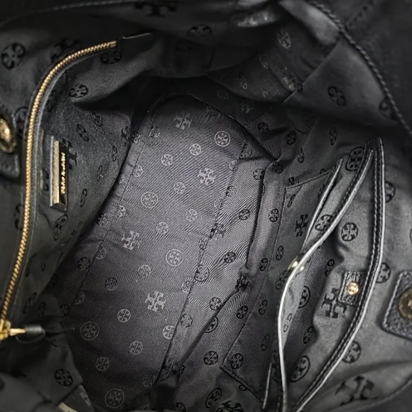 Tory BurchBritten Black Leather Hobo Bag